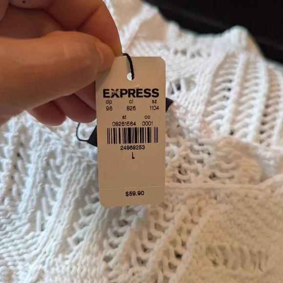 Express Open-Knit Sleeveless Sweater in White, Size Large - Picture 7 of 7